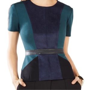 BCBGMaxAzria Color Block Faux Leather Shirt